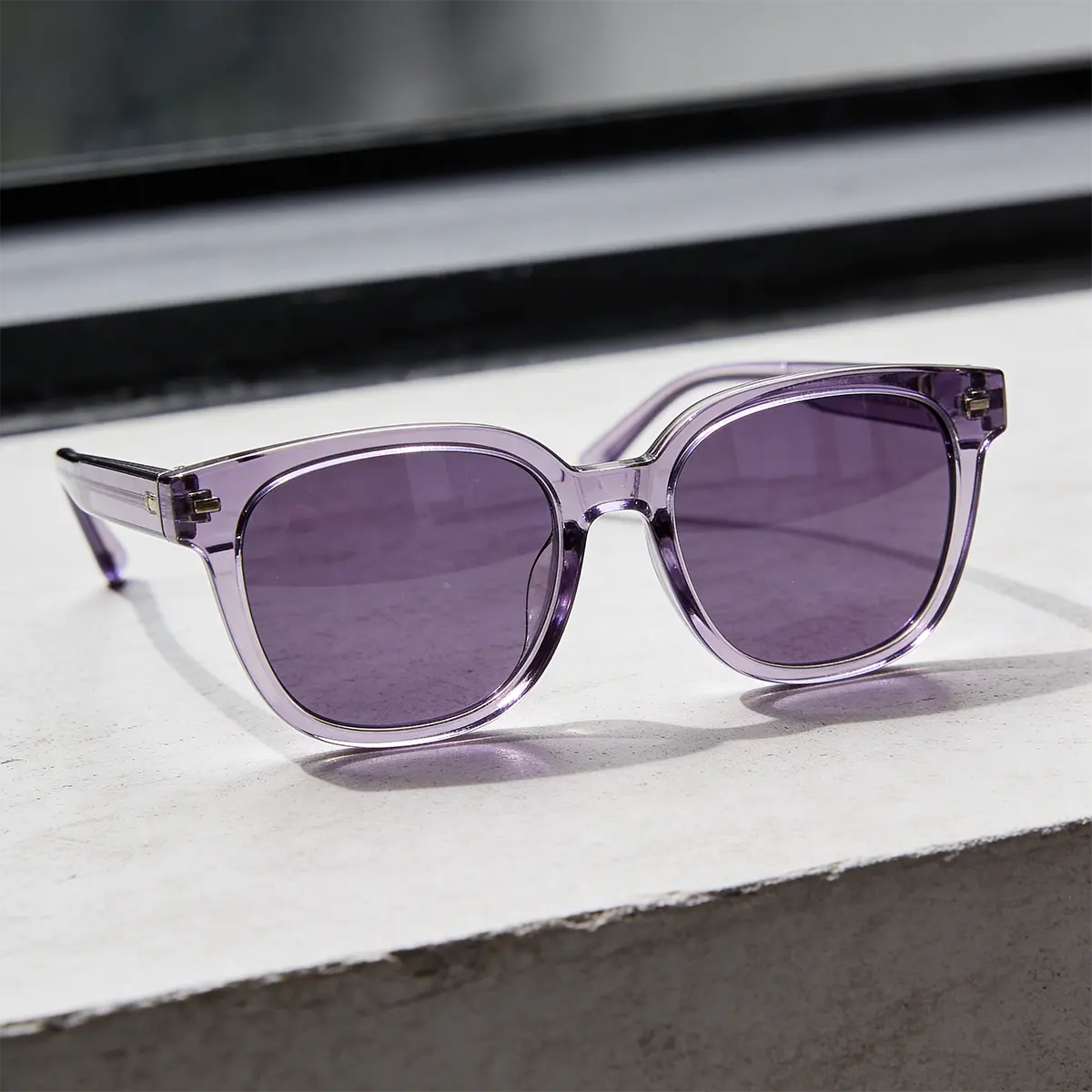 Aros modernos de acetato brillante oftálmicos con tinte morado